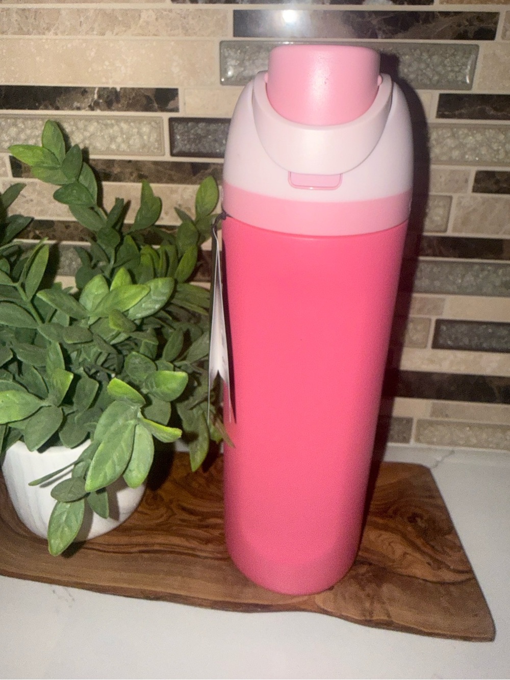 Pink Travel Water Bottle with Flip Lid
